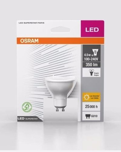 Lámpara Led Dicroica 4.5w 220v Gu10 Osram Calida